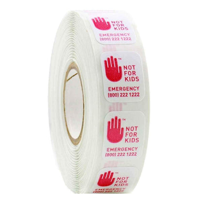 Single Unit (Less Than Box Qty) Washington “NOT FOR KIDS” Warning Compliance Labels (Roll of 1,000)