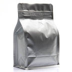 Single Unit (Less Than Case Qty) / Silver Bag King 12 oz. Block Bottom Coffee Bag with Degassing Valve