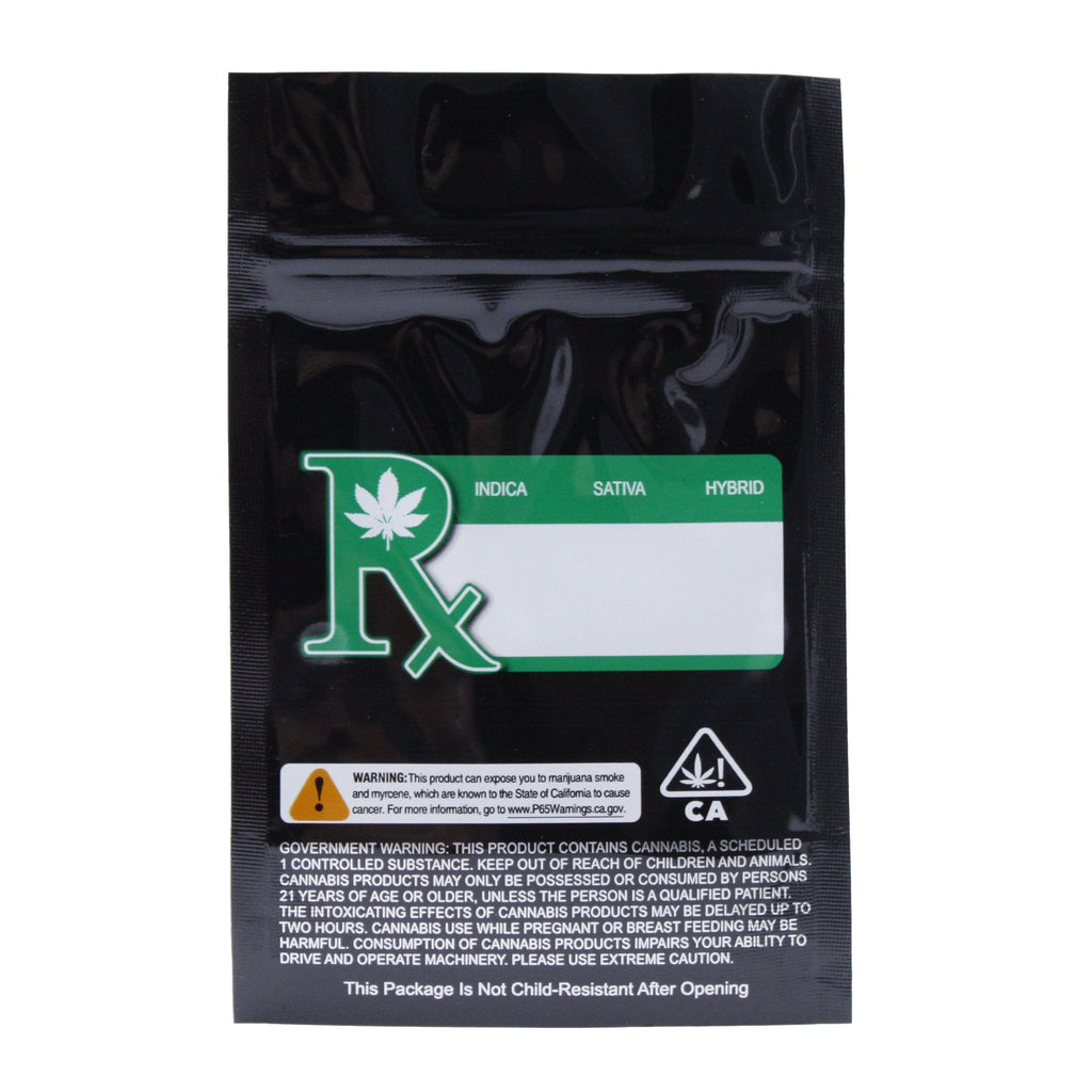 Single Unit (Less Than Pack Qty) / Black / Clear Smell Proof Bag (1/8th oz)