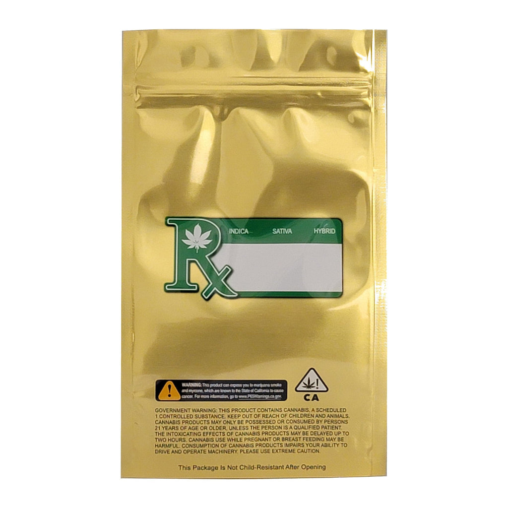 Single Unit (Less Than Pack Qty) / Gold / Clear Smell Proof Bag (1/4th oz)