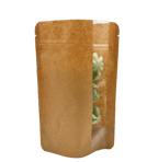 Single Unit (Less Than Pack Qty) / Kraft Stand Up Zipper Bag with Vertical Window (1/2 oz to 1 oz)