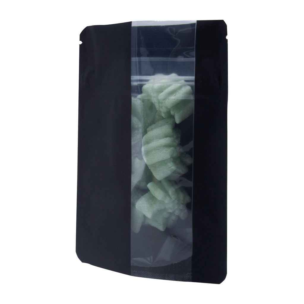 Single Unit (Less Than Pack Qty) / Matte Black Bag King Child-Resistant Vertical Window Mylar Bag | 1/4 oz