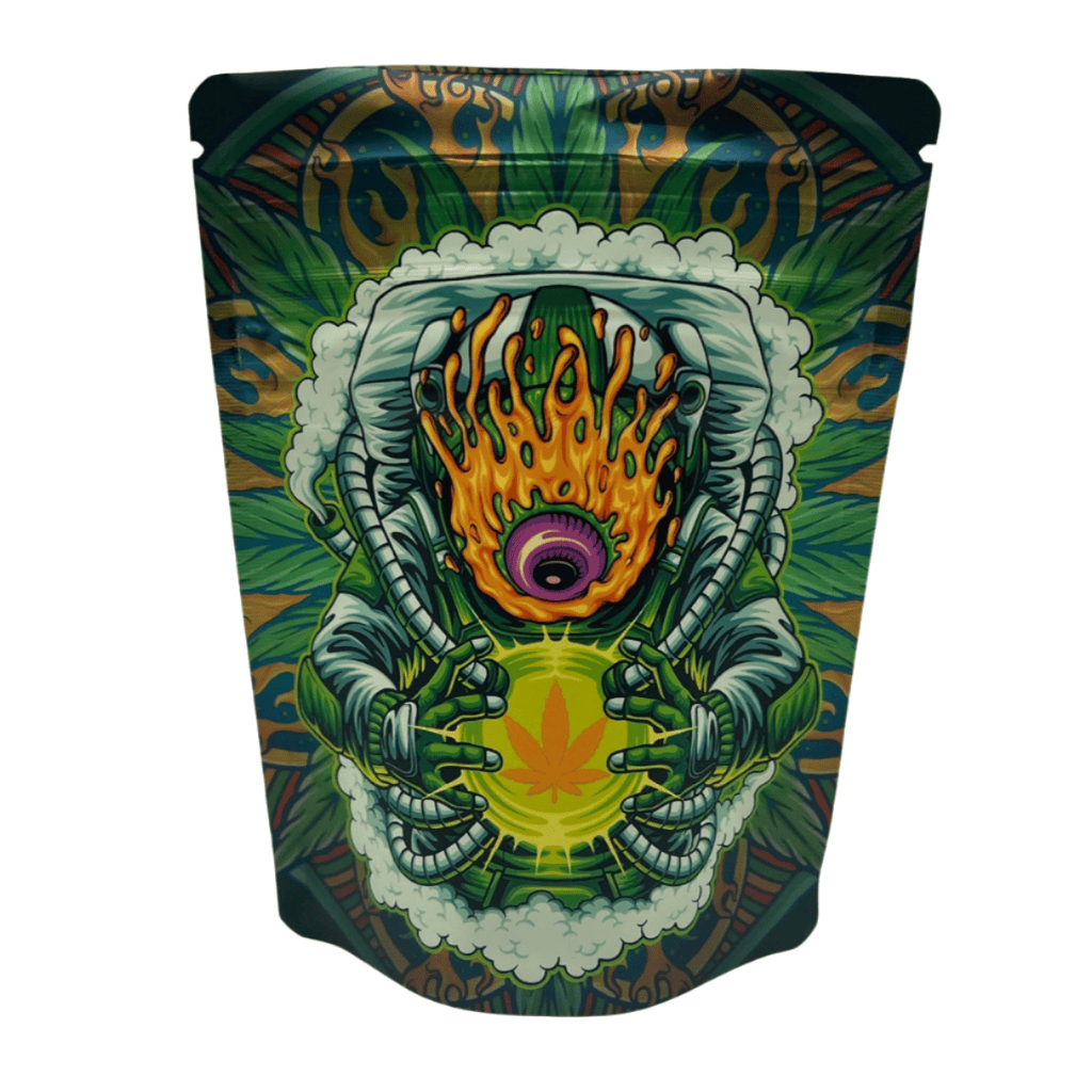 Single Unit (Less Than Pack Qty) / Psychedelic Astronaut Bag King Designer Novelty Child-Resistant Mylar Bags (1/8 oz)