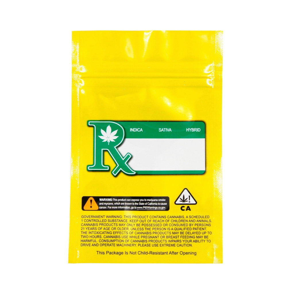 Single Unit (Less Than Pack Qty) / Yellow / Clear Smell Proof Bag (1/8th oz)