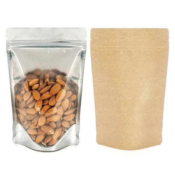 Stand Up Zipper Bag with Clear Window - Kraft (1/2 Ounce)