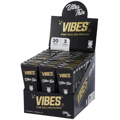 Ultra thin VIBES King Size Cones Box of 30 (3 Cones/Coffin)