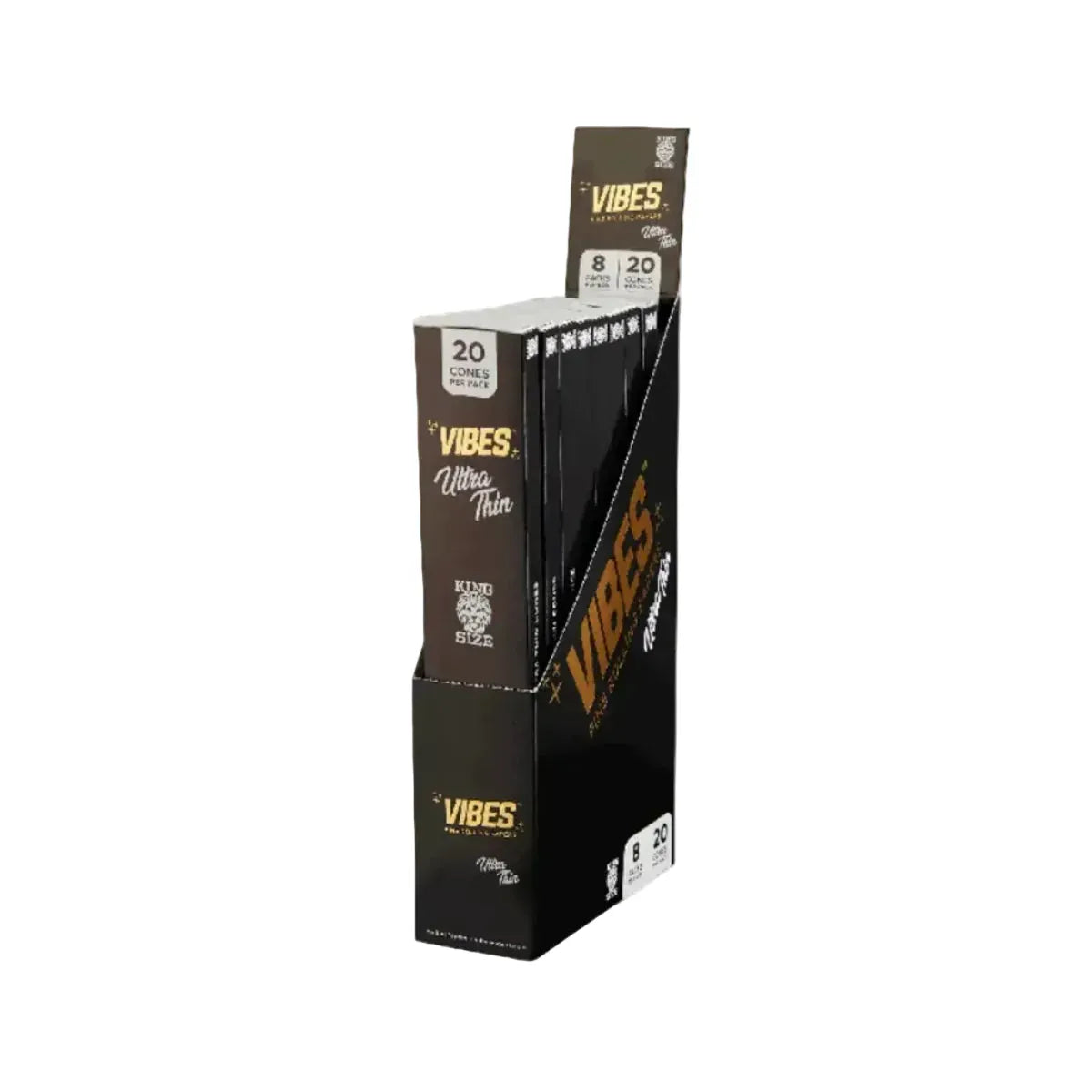 Ultra Thin VIBES King Size Cones - Box of 8 (20 Cones/Coffin)