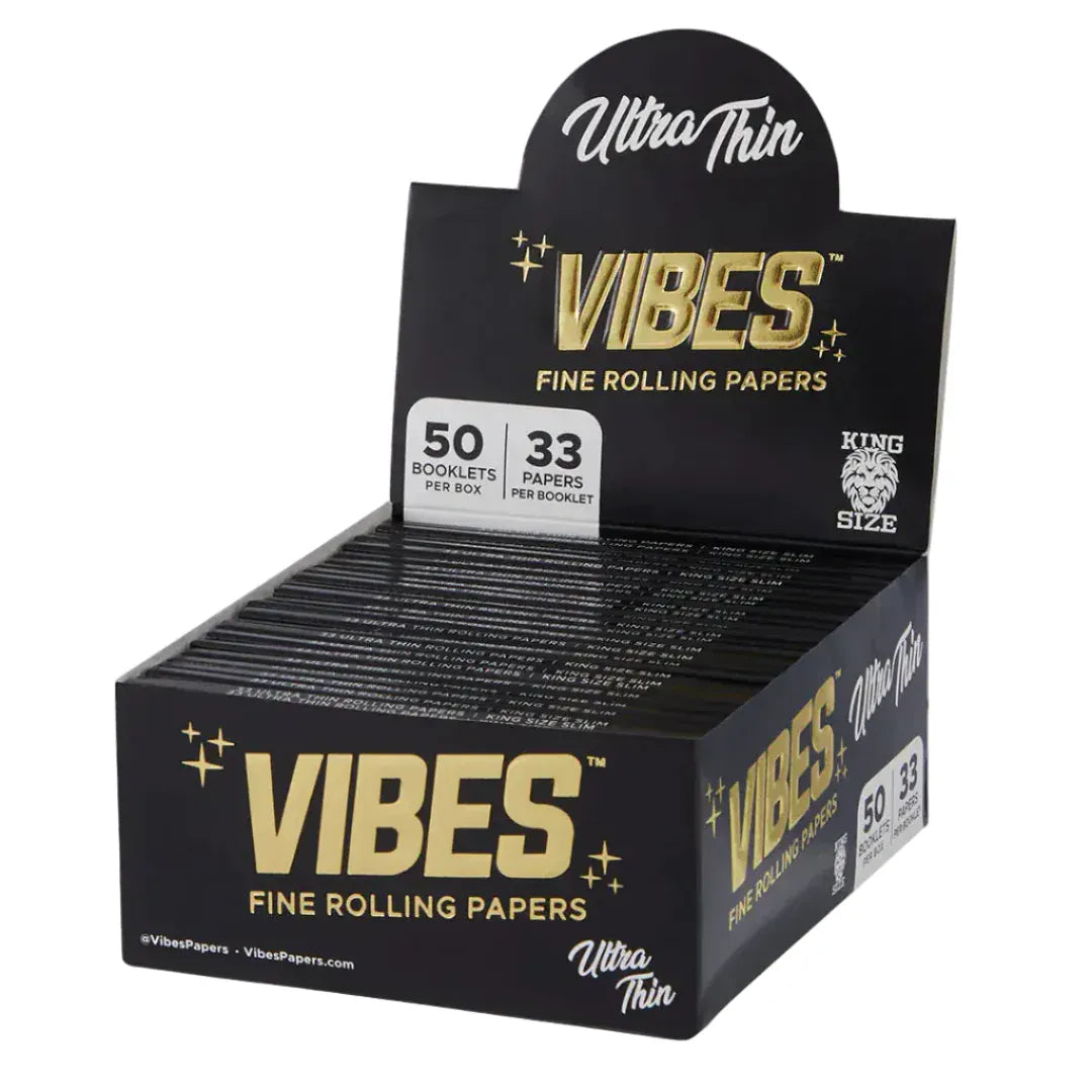 Ultra Thin VIBES King Size Papers Box of 50 Books (33 Papers/Book)