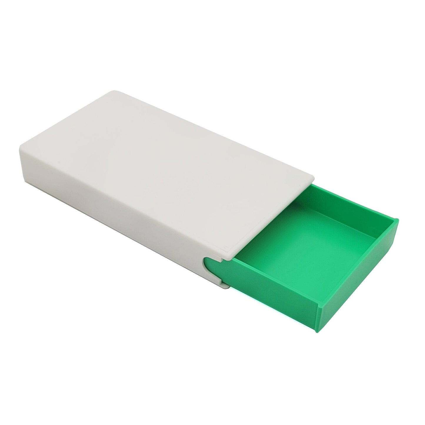 White / Green / Single Unit (Less Than Box Qty) Closeout Child-Resistant Pre-Roll / Edible Push and Pull Box | 98 mm