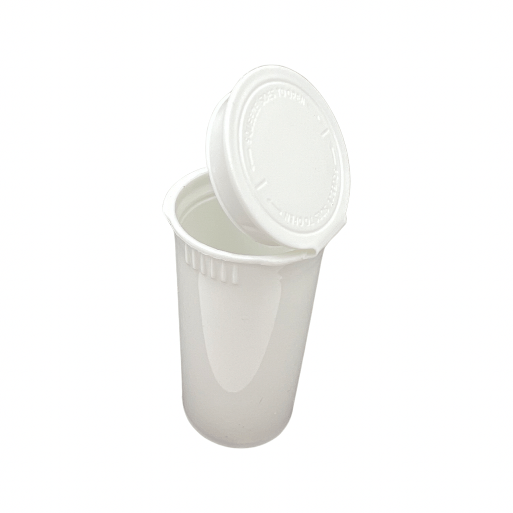 White / Single Unit (Less Than Box Qty) 13 Dram Flat Pop Top Child-Resistant