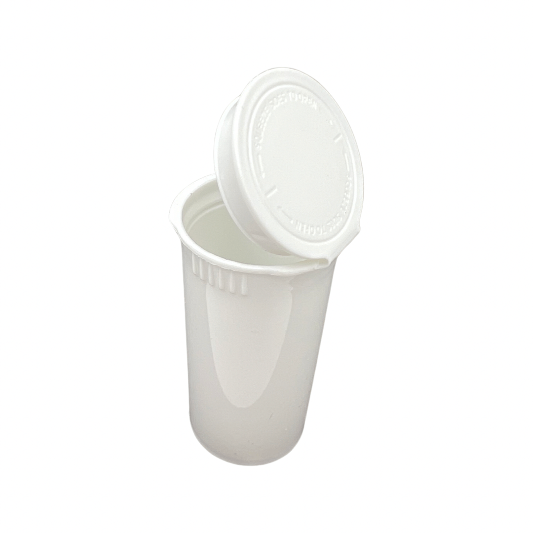 White / Single Unit (Less Than Box Qty) 13 Dram Flat Pop Top Child-Resistant