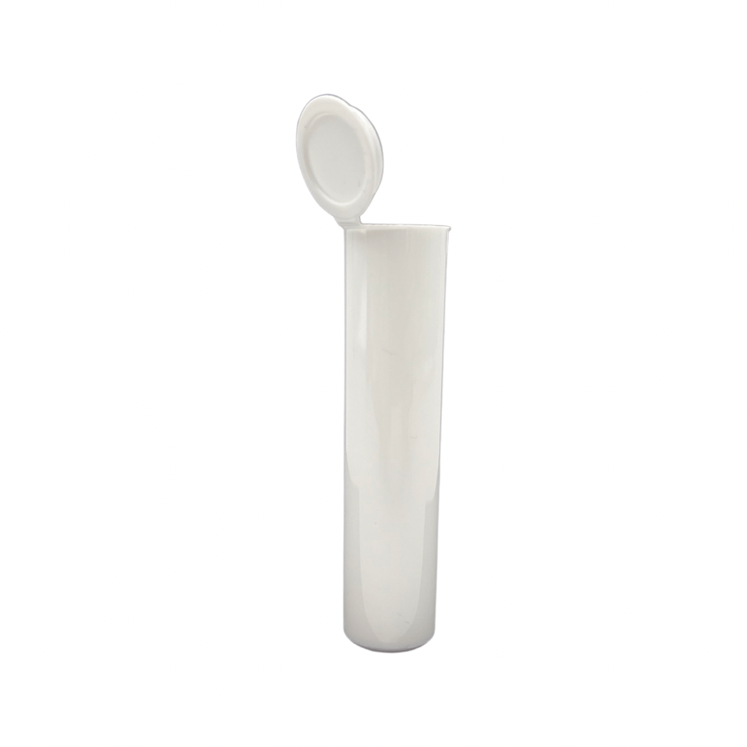 White / Single Unit (Less Than Box Qty) Premium Squeeze Top Child Resistant Pre-Roll Tube | 80 mm