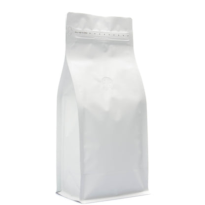 White / Single Unit (Less Than Case Qty) Bag King 2 lb. Block Bottom Coffee Bag with Degassing Valve