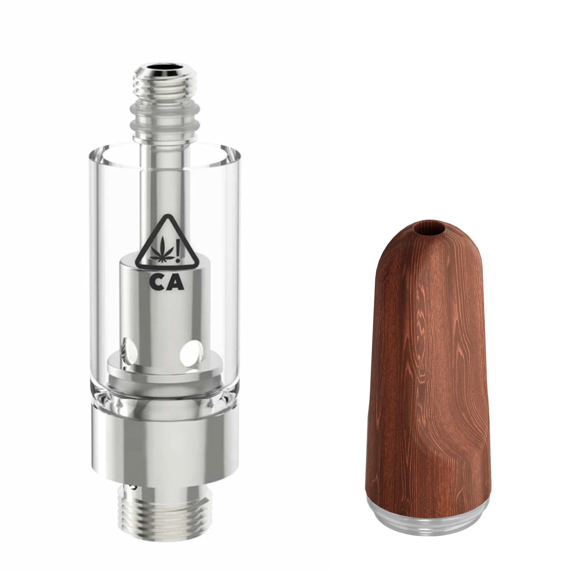 Wooden Natural Flat AVD Glass Cartridge (0.5ml, 2.0mm) with CA! warning and Mouthpiece