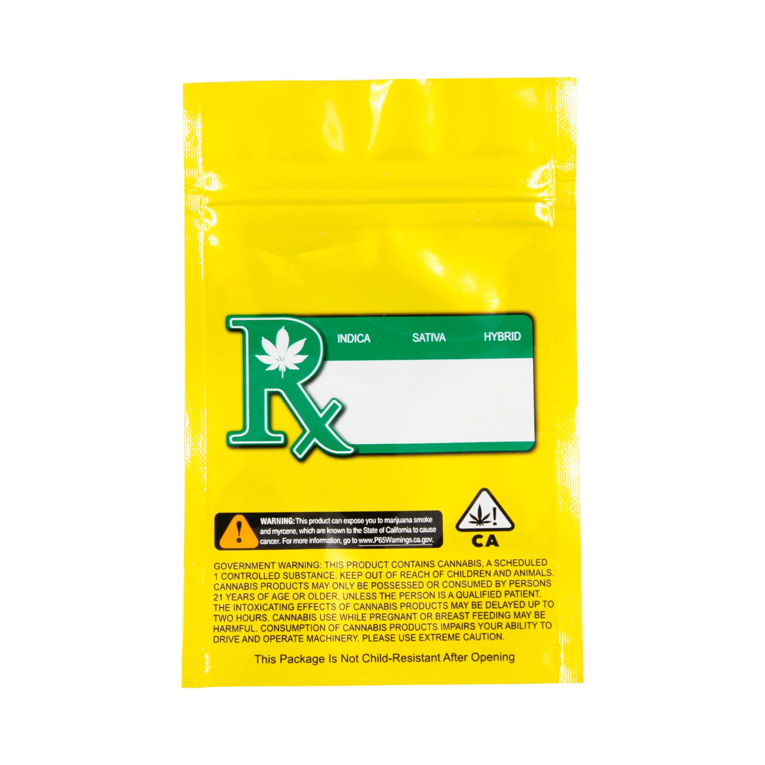 Yellow / Single Unit (Less Than Pack Qty) Smell Proof Bag (1/4th oz)