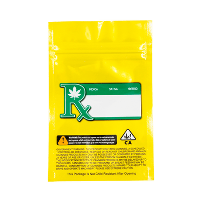 Yellow / Single Unit (Less Than Pack Qty) Smell Proof Bag (1/4th oz)