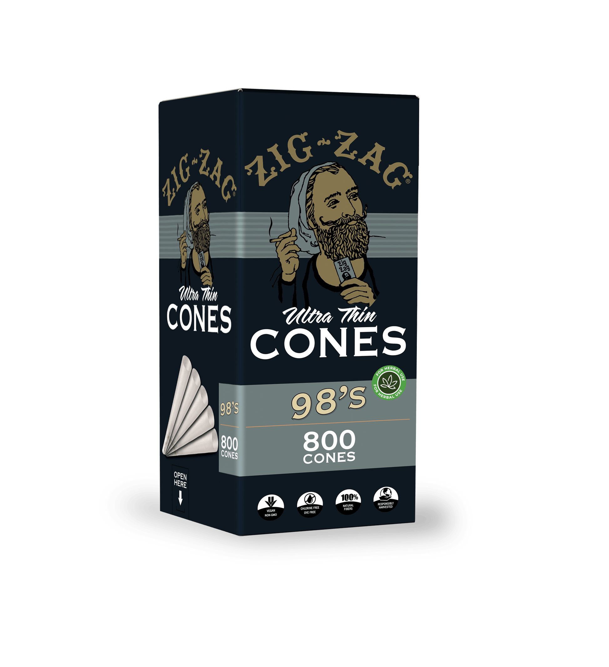 Zig Zag 98's Ultra-Thin Bulk Cones - (800 Cone Carton)