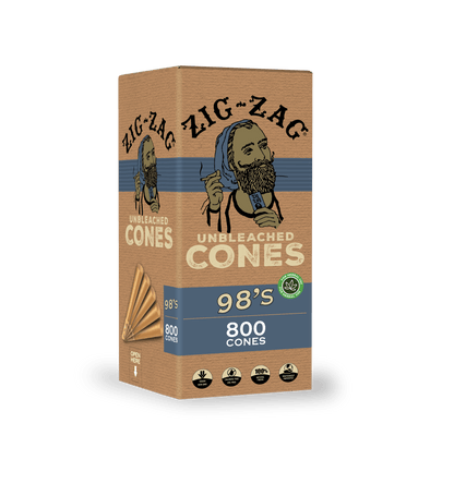 Zig Zag 98's Unbleached Bulk Cones | Box of 800