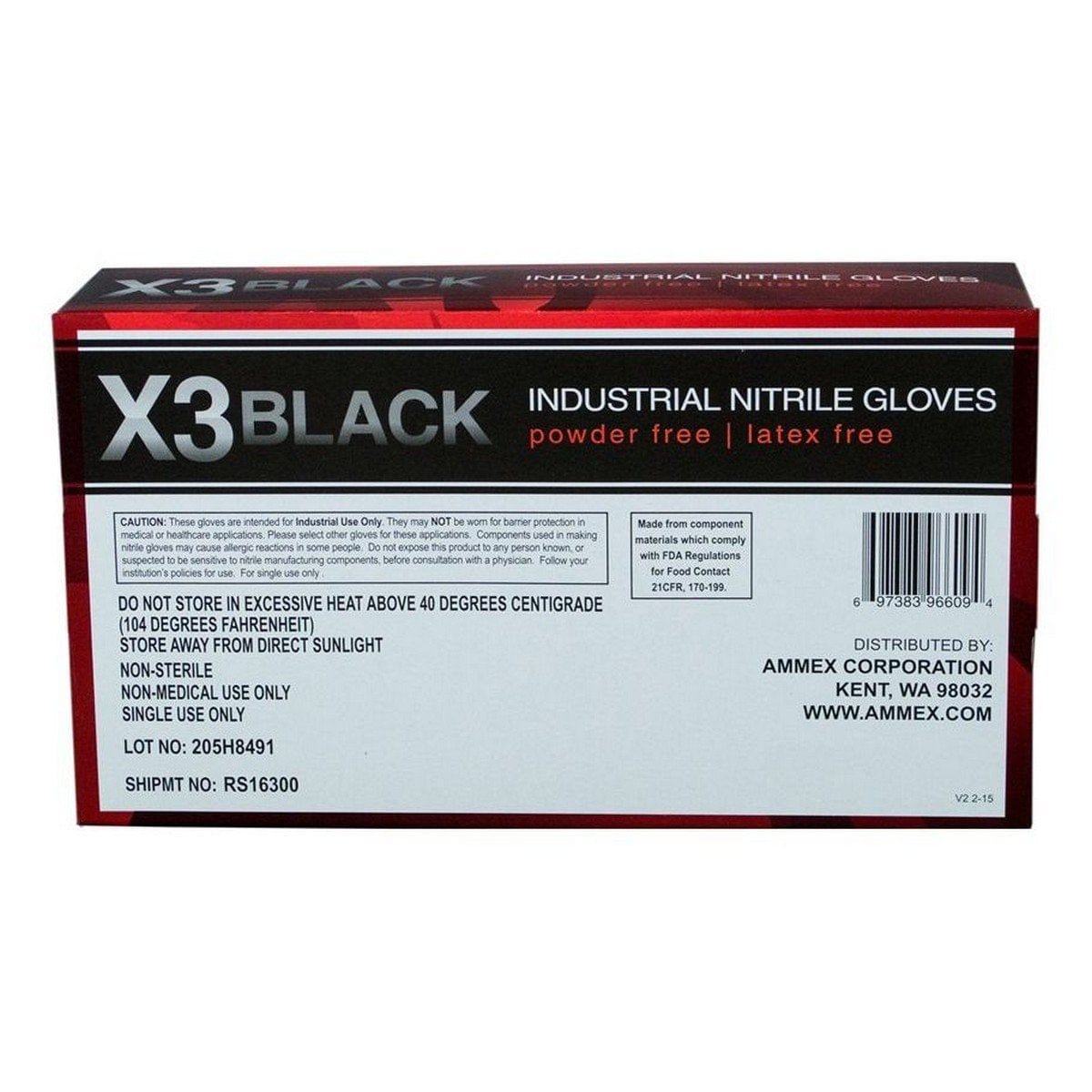 Ammex X3 Industrial Black Nitrile Disposable Gloves