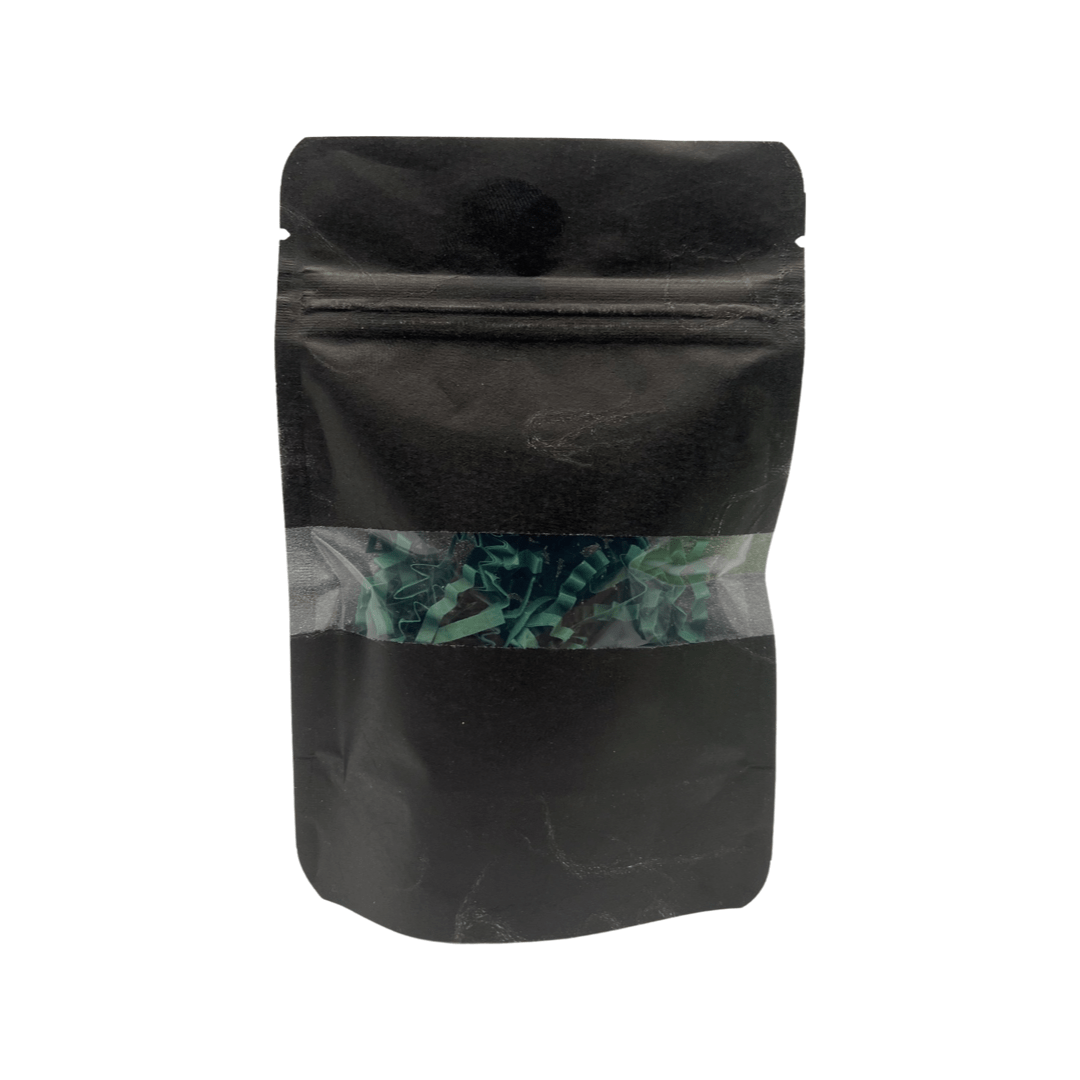 Black Rice Paper Stand Up Pouch with horizontal window ( 4"x6" )