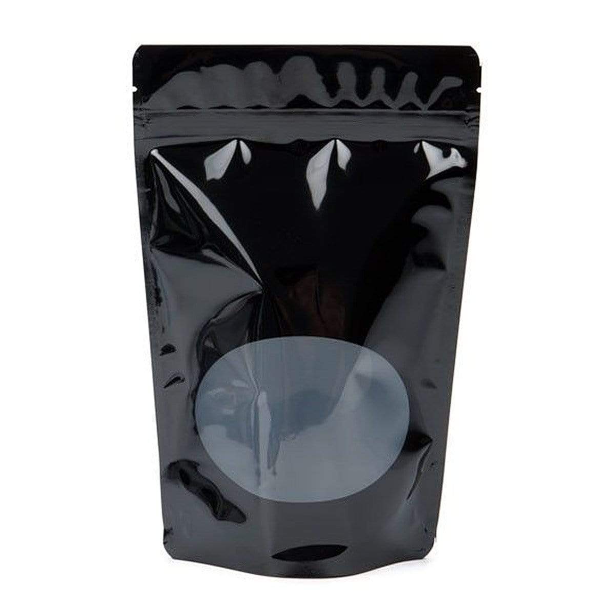 Black Stand Up Zipper Bag with Clear Oval Window (1 Ounce)