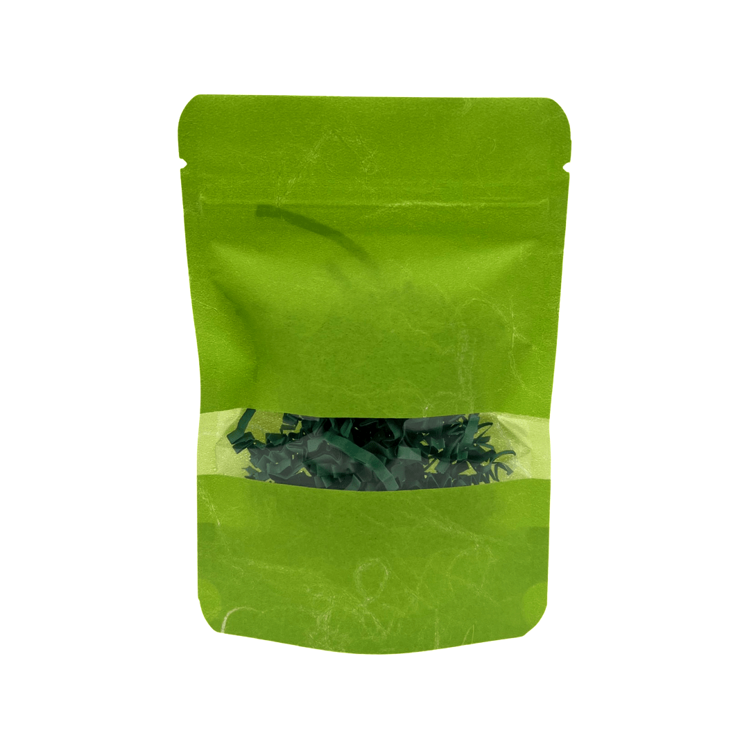 Green Rice Paper Stand Up Pouch with horizontal window ( 4"x6" )