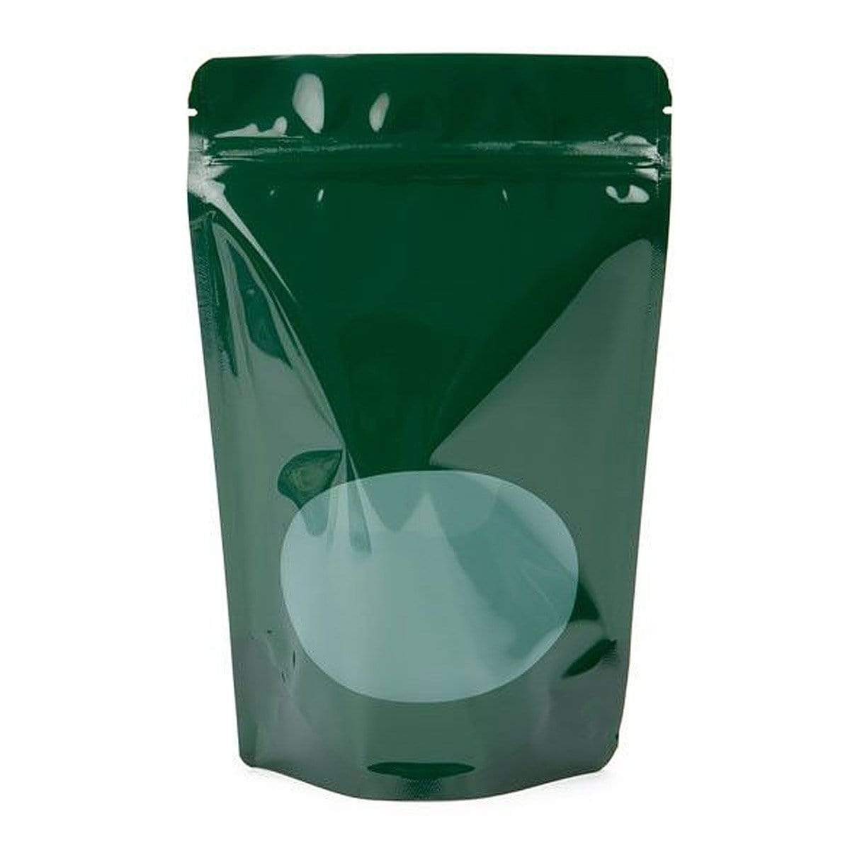 Hunter Green Stand Up Zipper Bag with Clear Oval Window (1 Ounce)