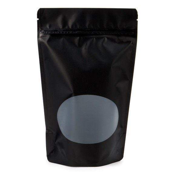 Matte Black Stand Up Zipper Bag with Clear Oval Window (1 Ounce)