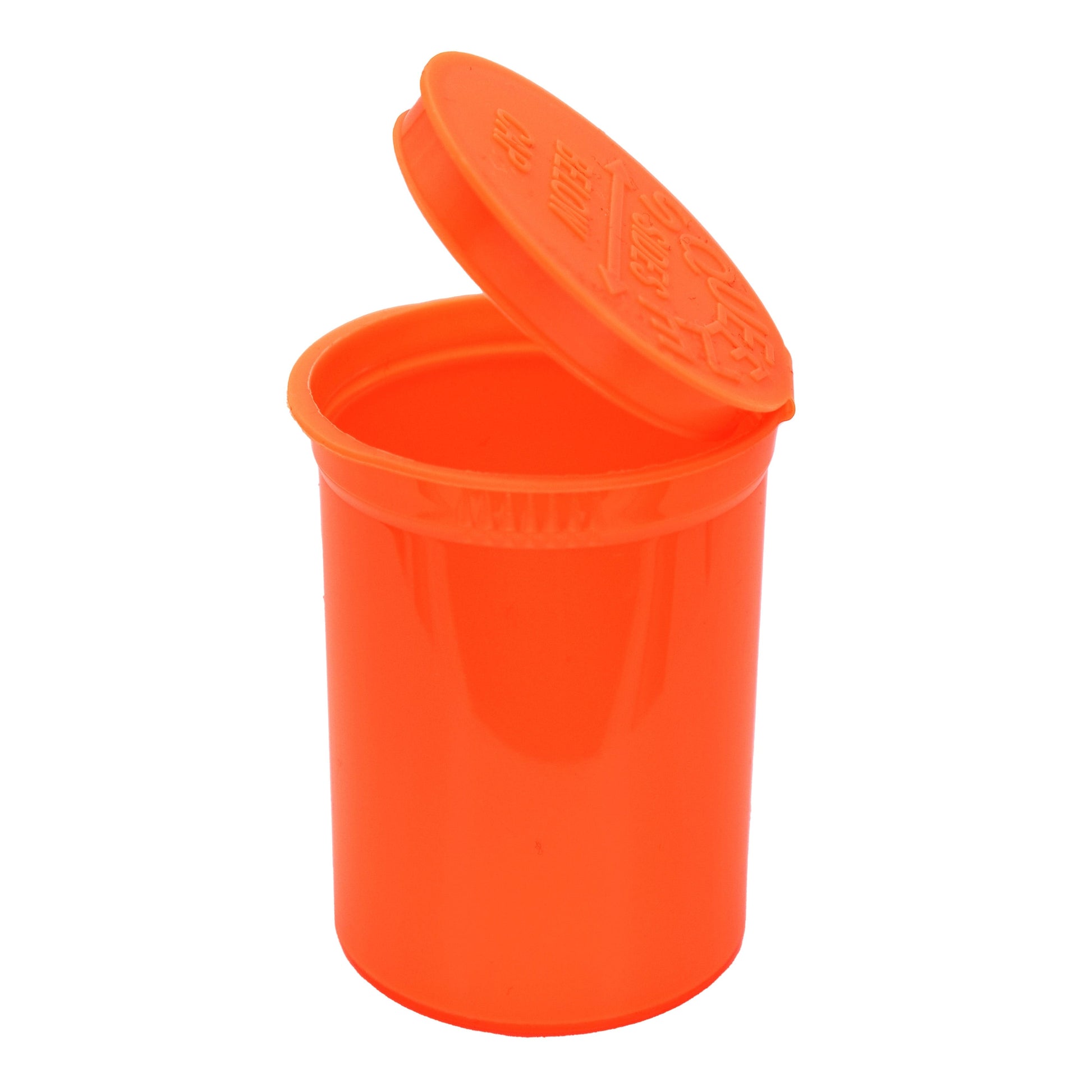 Neon Orange Vertigo Series 30 Dram Pop Top Child Resistant Bottles