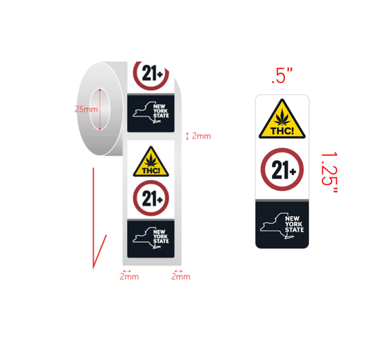 New York Compliant THC Universal Cannabis Warning Symbol (1,000 qty.) - Vertical